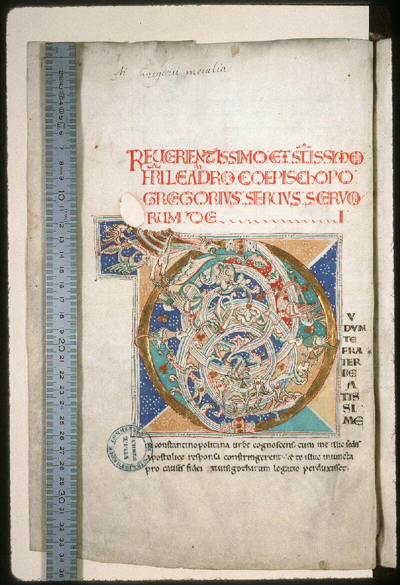 Amiens, Bibl. mun., ms. 0038, f. 001v - vue 1