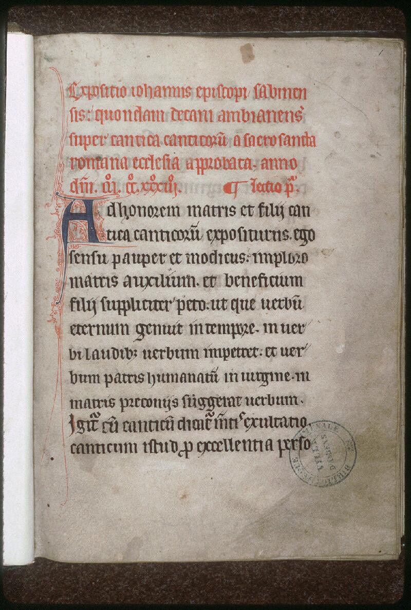 Amiens, Bibl. mun., ms. 0063, f. 001 - vue 2