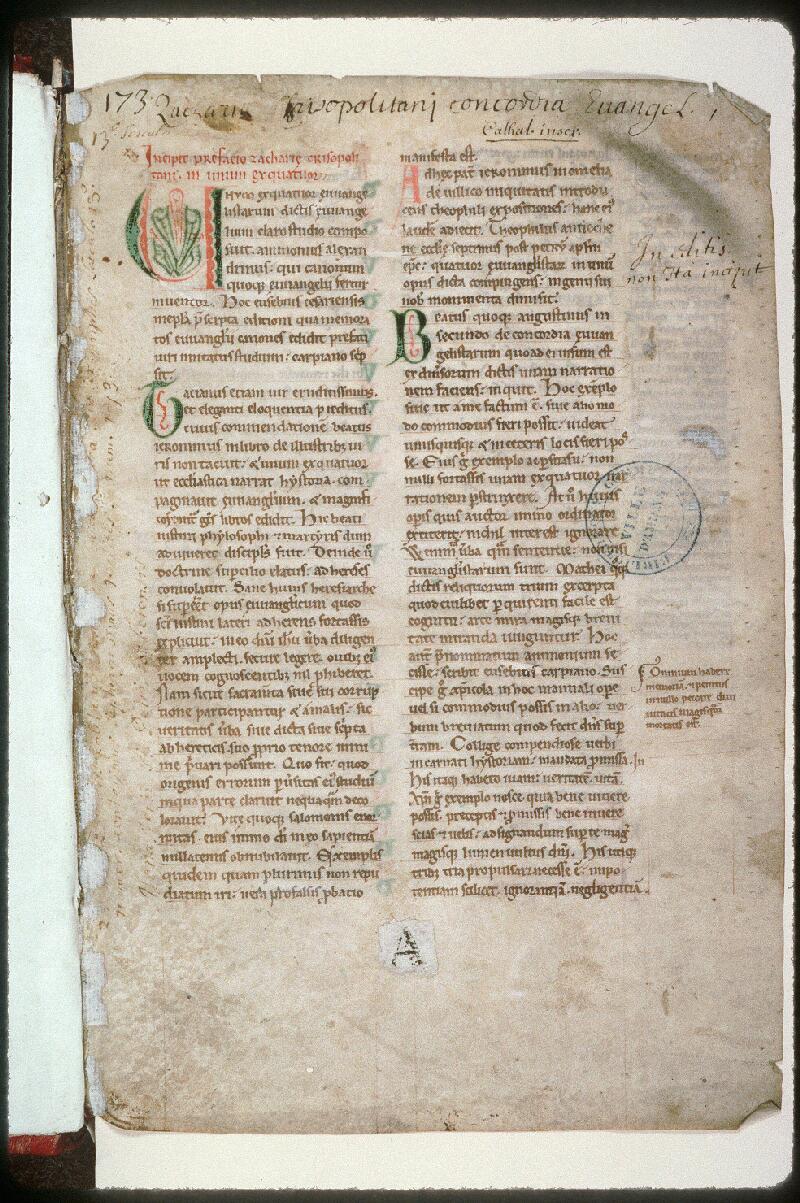 Amiens, Bibl. mun., ms. 0094, f. 001 - vue 2