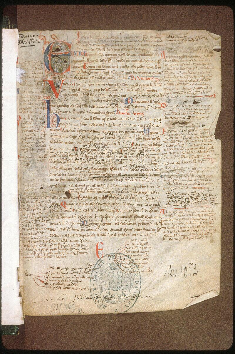 Avignon, Bibl. mun., ms. 1072, f. 001 - vue 2