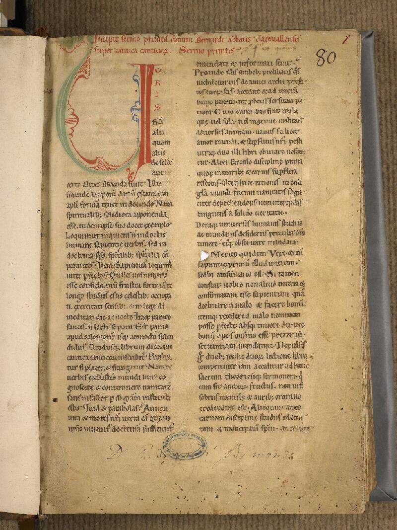 Boulogne-sur-Mer, Bibl. mun, ms. 0080, f. 001 - vue 2