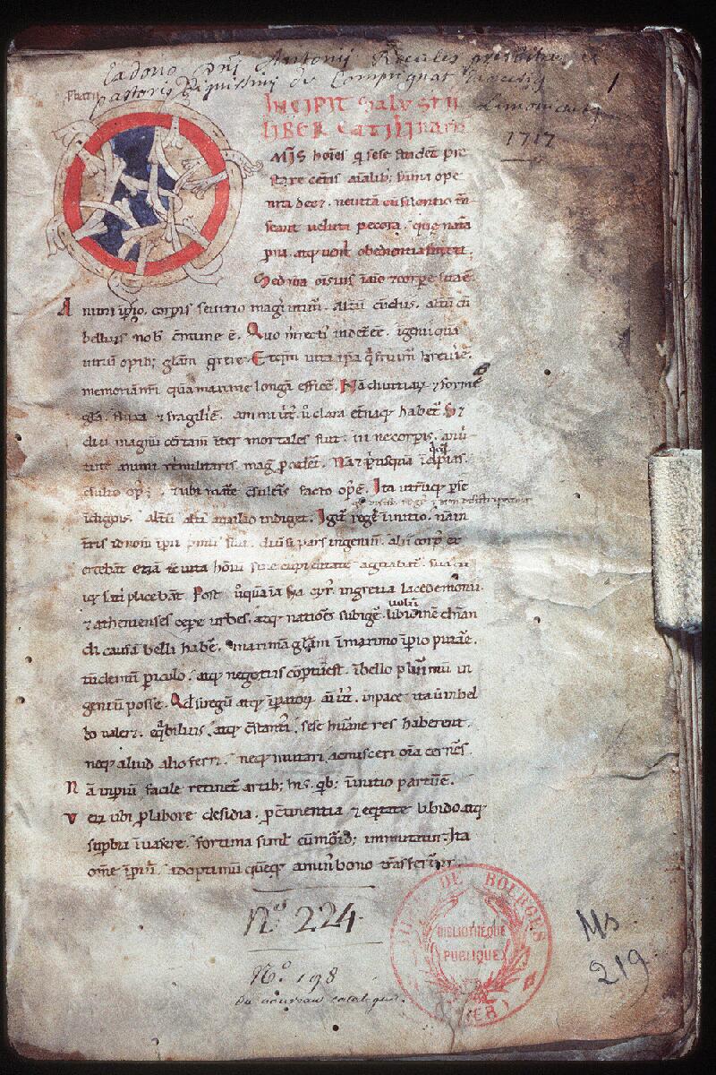 Bourges, Bibl. mun., ms. 0219, f. 001