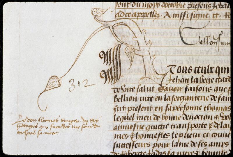 Caen, Arch. dép., H non coté (Le Plessis-Grimoult, cartul. 1, t. I), f. 199v