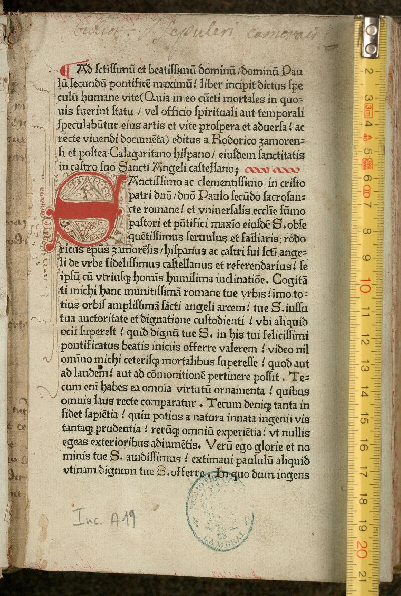Cambrai, Bibl. mun., inc. A 019, f. 001 - vue 1