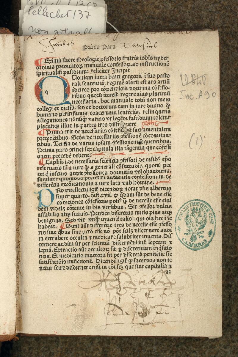 Cambrai, Bibl. mun., inc. A 083, A f. a2 - vue 2