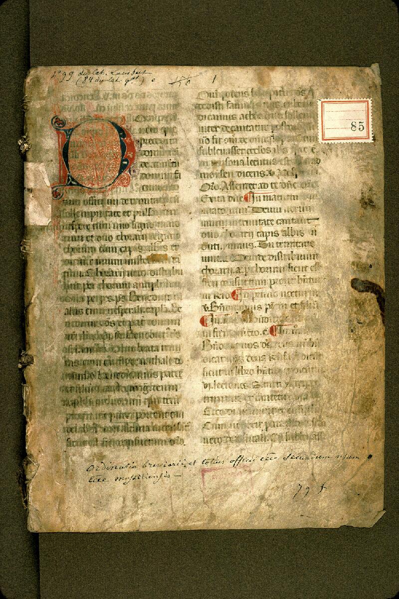 Carpentras, Bibl. mun., ms. 0085, f. 001 - vue 2