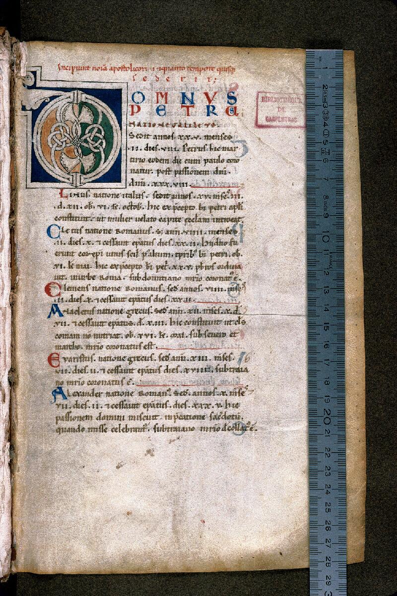 Carpentras, Bibl. mun., ms. 0169, f. 001 - vue 1