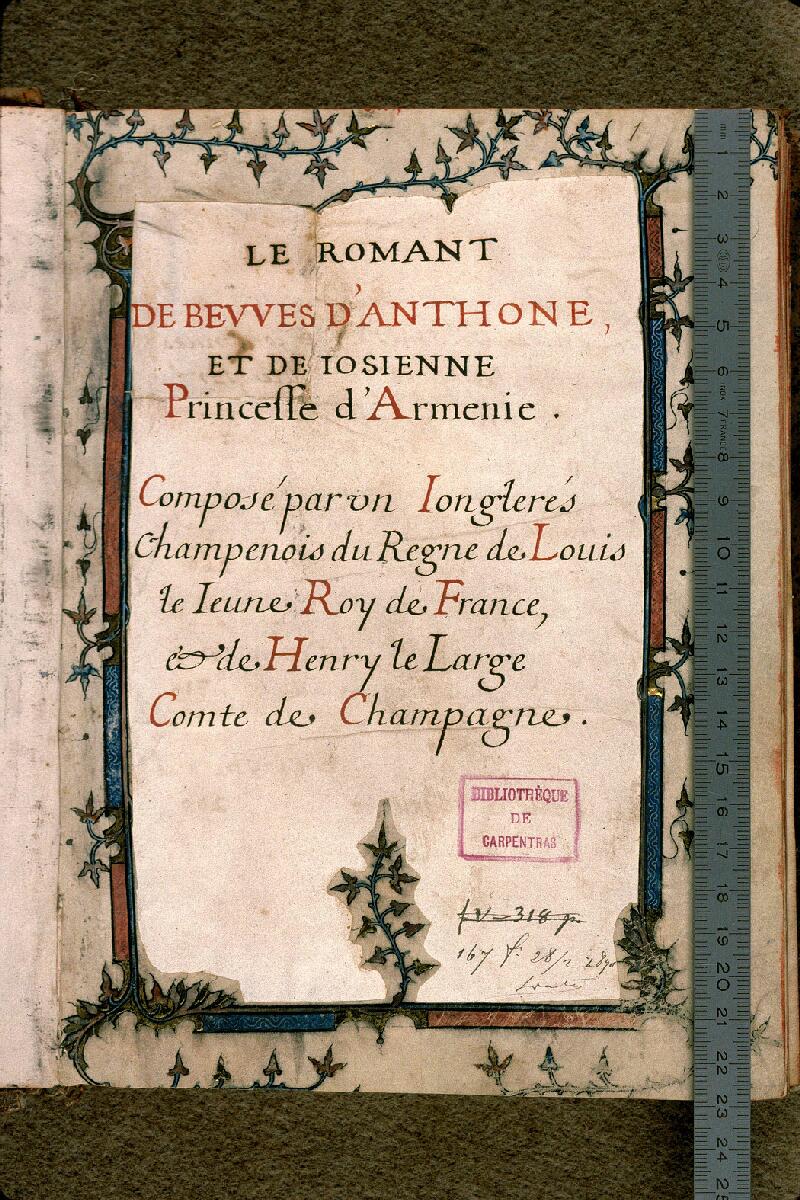 Carpentras, Bibl. mun., ms. 0405, f. 001 - vue 1