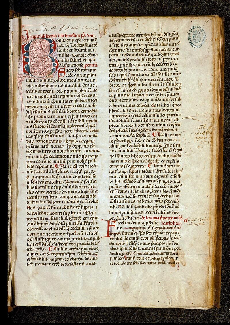 Chambéry, Bibl. mun., ms. 0018, f. 001 - vue 2