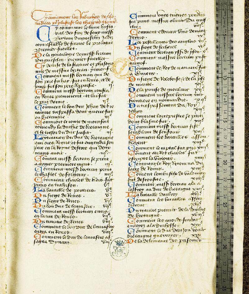 Chantilly, Bibl. du château, ms. 0490 (0465), f. 000I