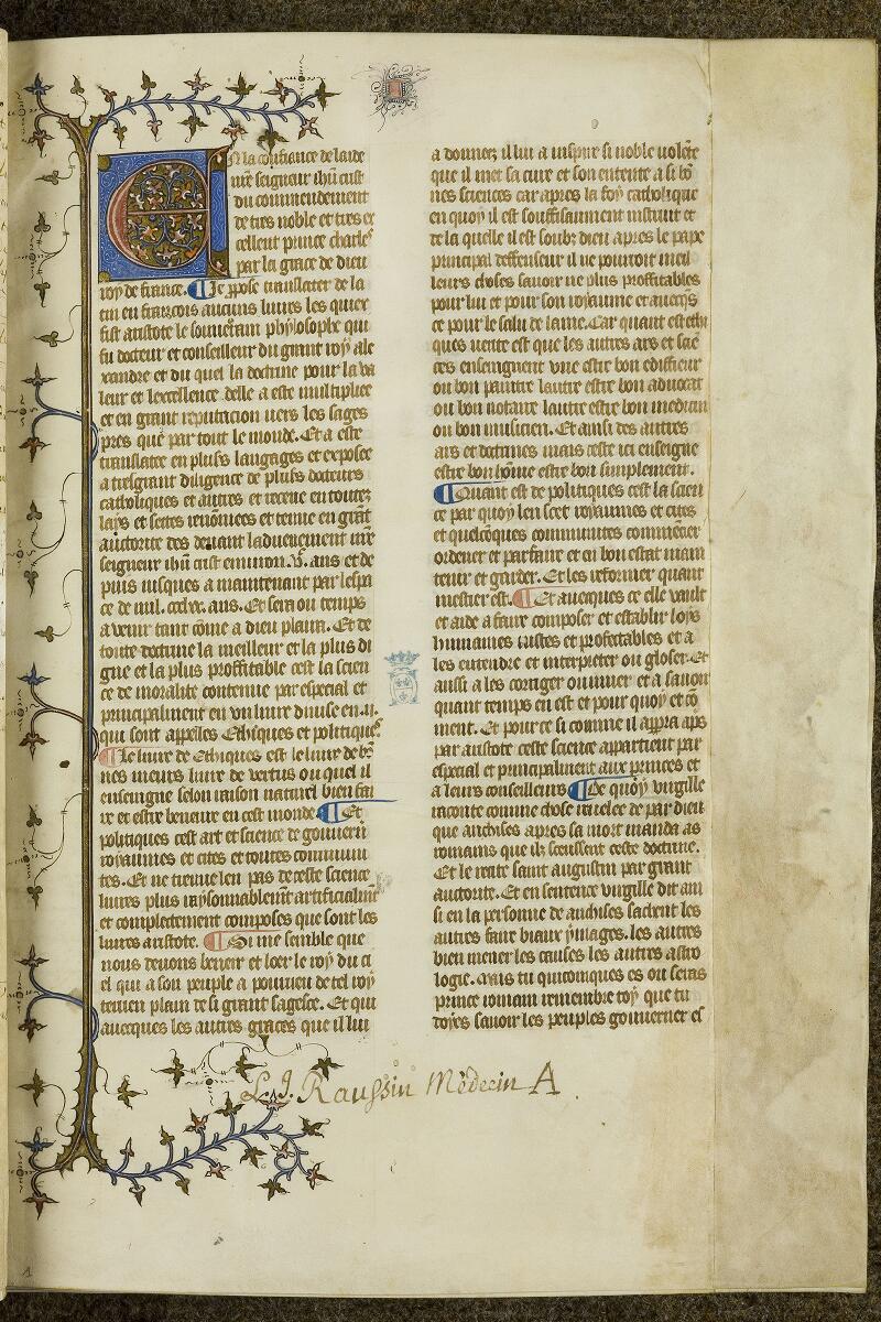 Chantilly, Bibl. du château, ms. 0277 (1327), f. 001 - vue 1