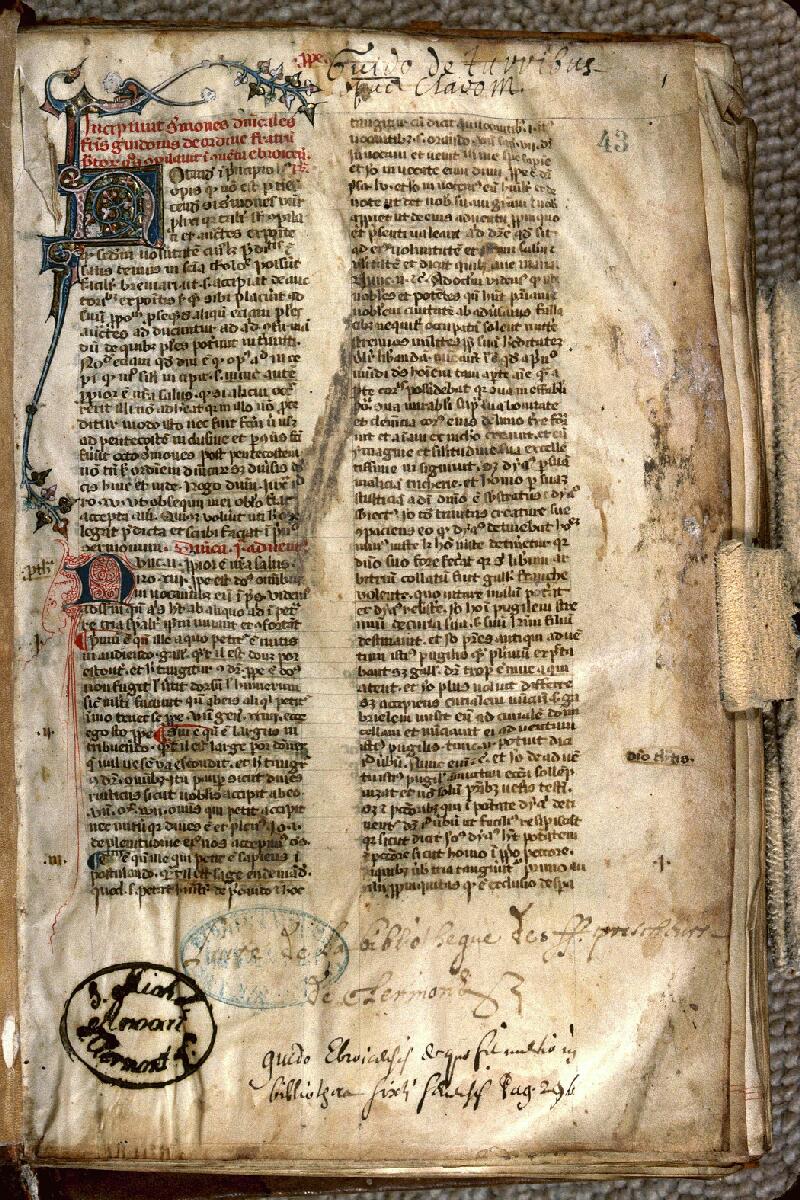 Clermont-Ferrand, Bibl. mun., ms. 0043, f. 001 - vue 1