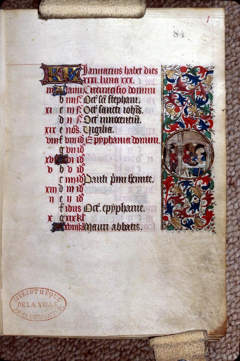 Clermont-Ferrand, Bibl. mun., ms. 0084, f. 001 - vue 1