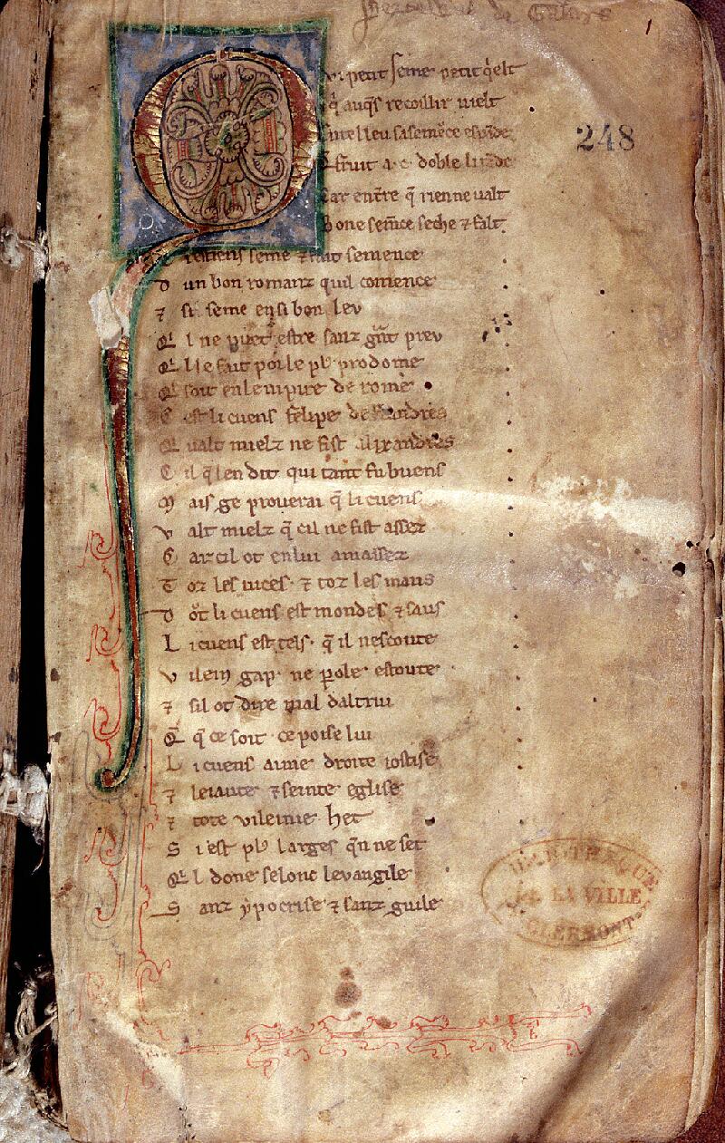 Clermont-Ferrand, Bibl. mun., ms. 0248, f. 001 - vue 1
