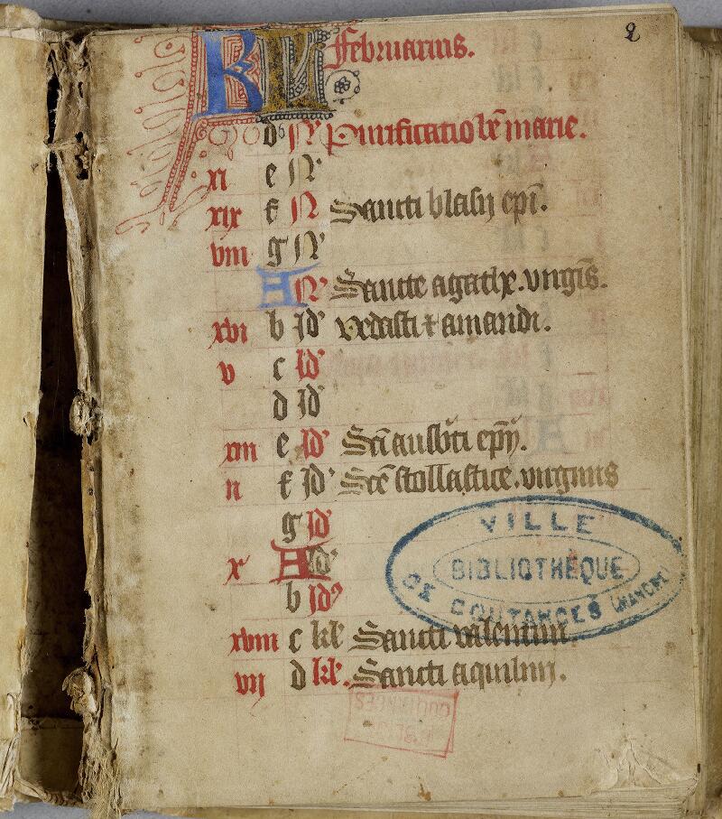Coutances, Bibl. mun., ms. 0004, f. 002 - vue 2