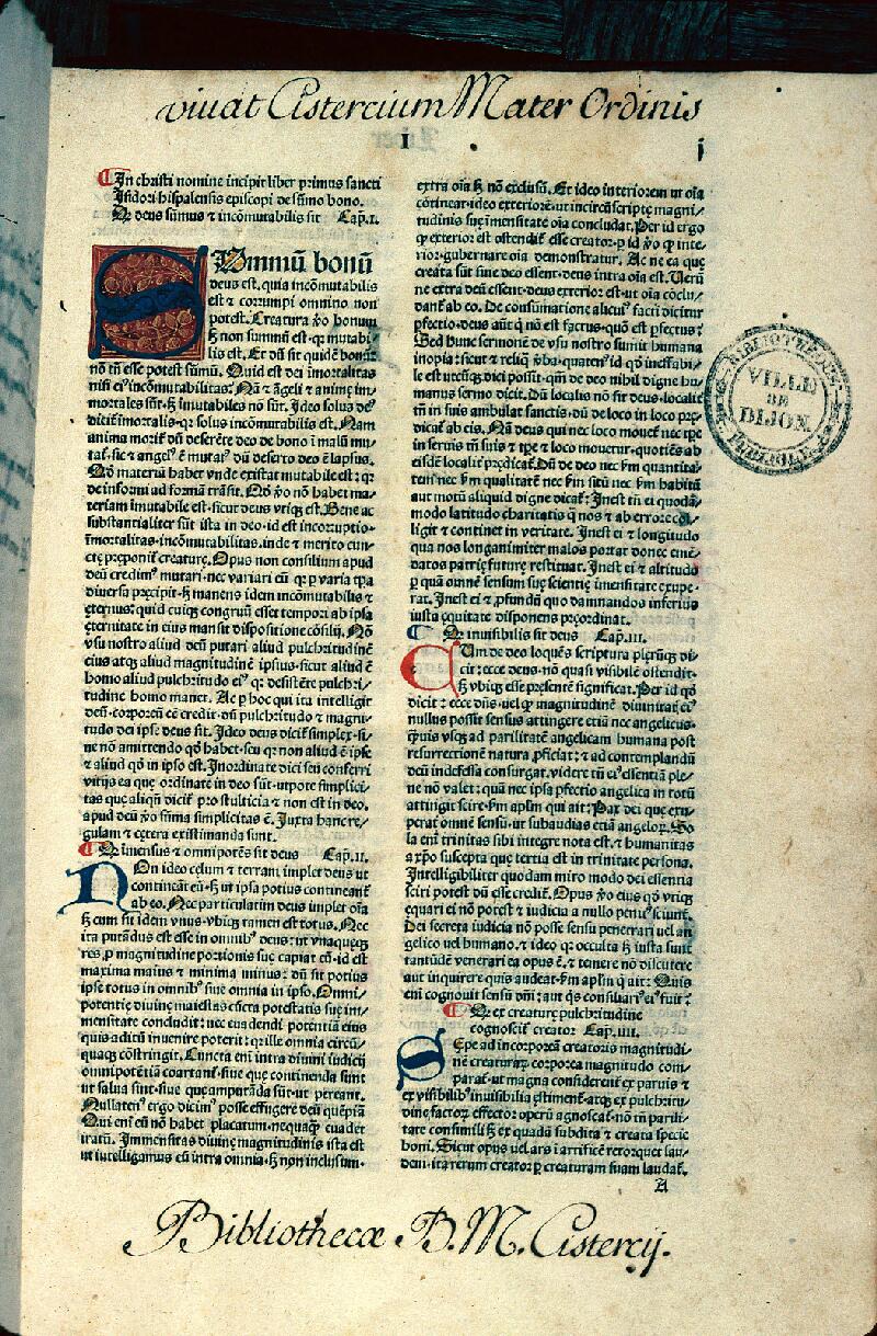 Dijon, Bibl. mun., inc. 20465, f. 001