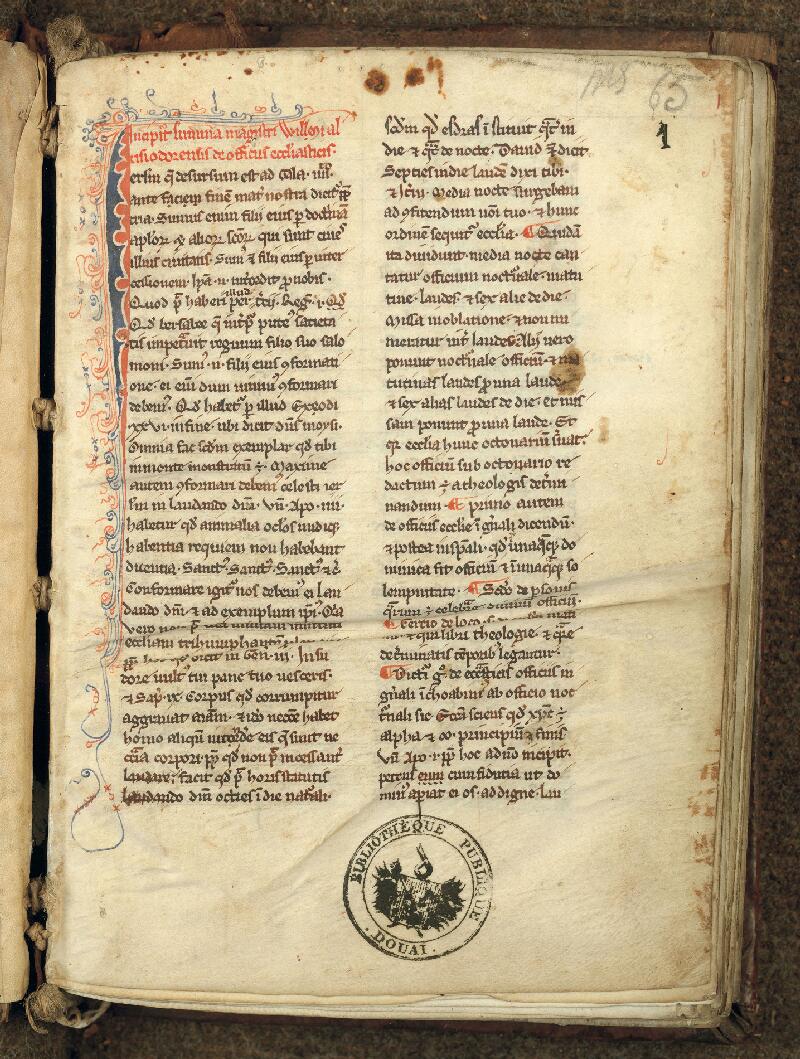 Douai, Bibl. mun., ms. 0065, f. 001 - vue 2