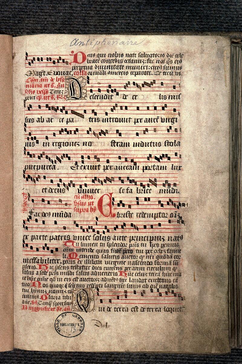 Langres, Bibl. mun., ms. 0013, f. 001 - vue 2