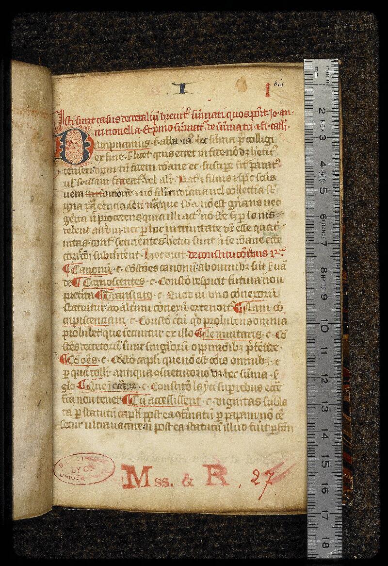 Lyon, Bibl. univ., ms. 0001, f. 001 bis - vue 1