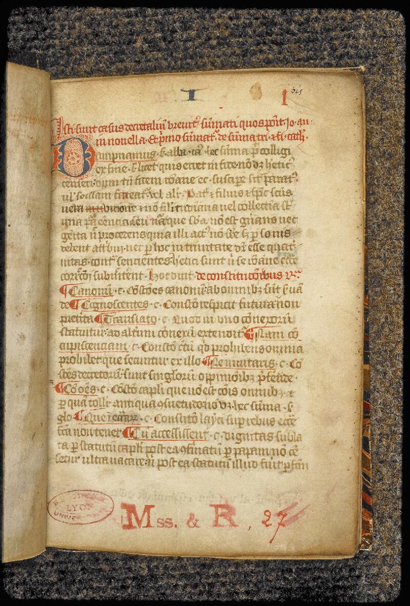 Lyon, Bibl. univ., ms. 0001, f. 001 bis - vue 2