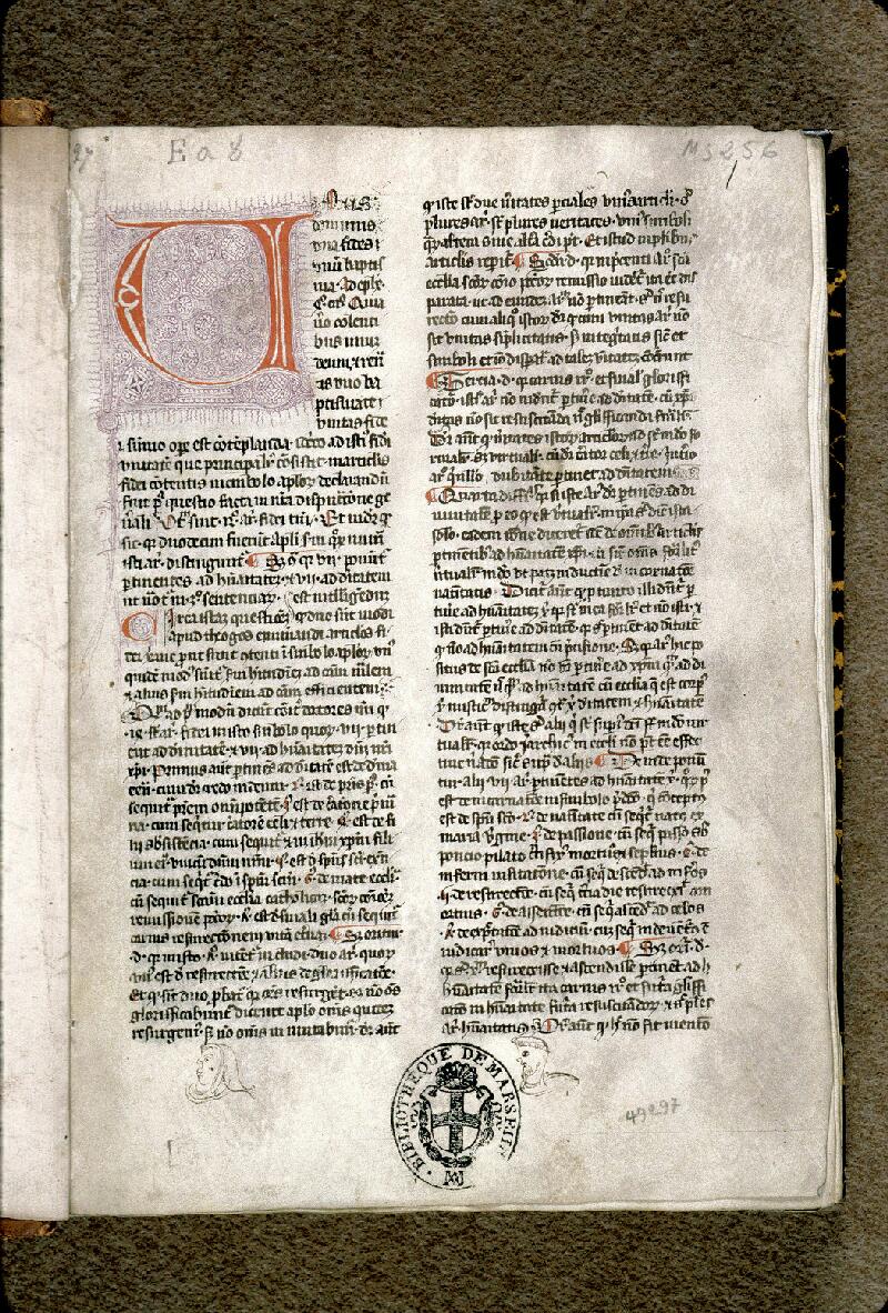 Marseille, Bibl. mun., ms. 0256, f. 001 - vue 2