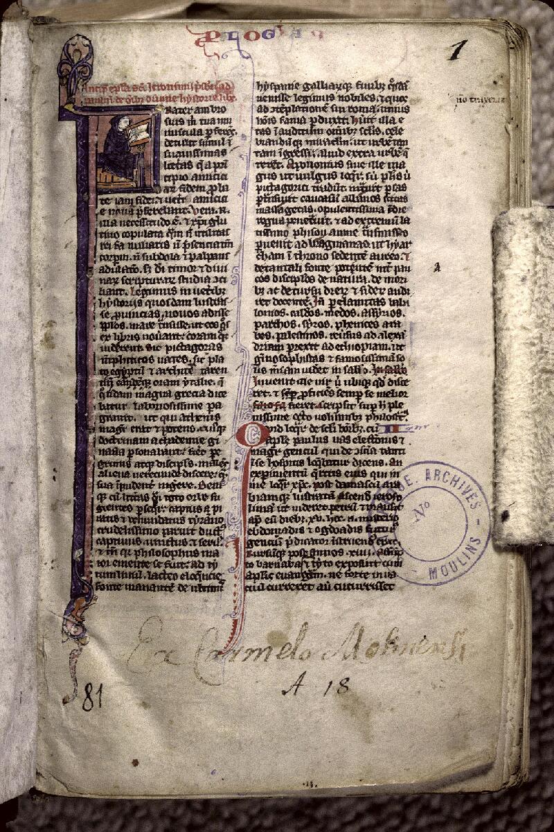 Moulins, Bibl. mun., ms. 0081, f. 001 - vue 1