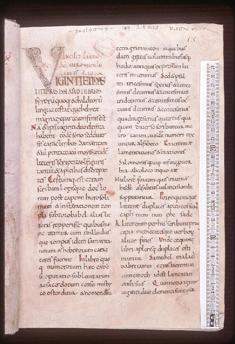 Orléans, Bibl. mun., ms. 0014, p. 013 - vue 1