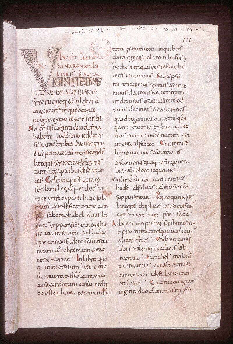 Orléans, Bibl. mun., ms. 0014, p. 013 - vue 2