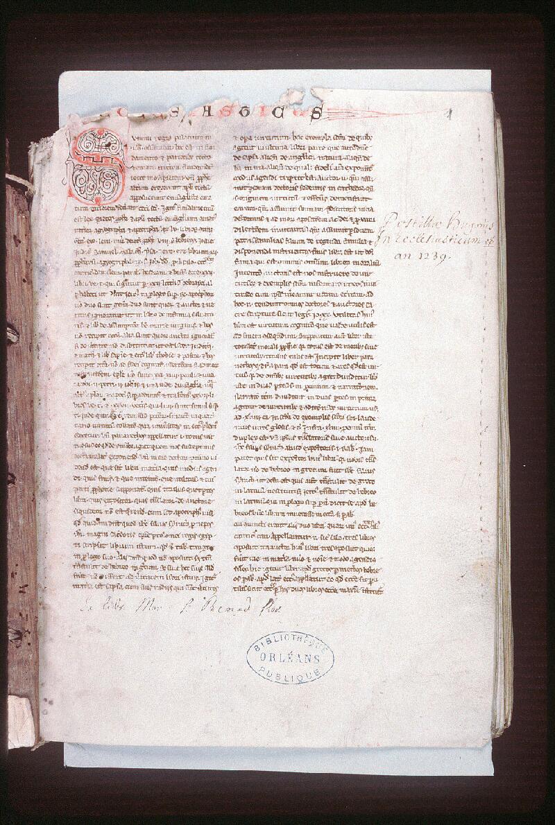 Orléans, Bibl. mun., ms. 0026, p. 001 - vue 2