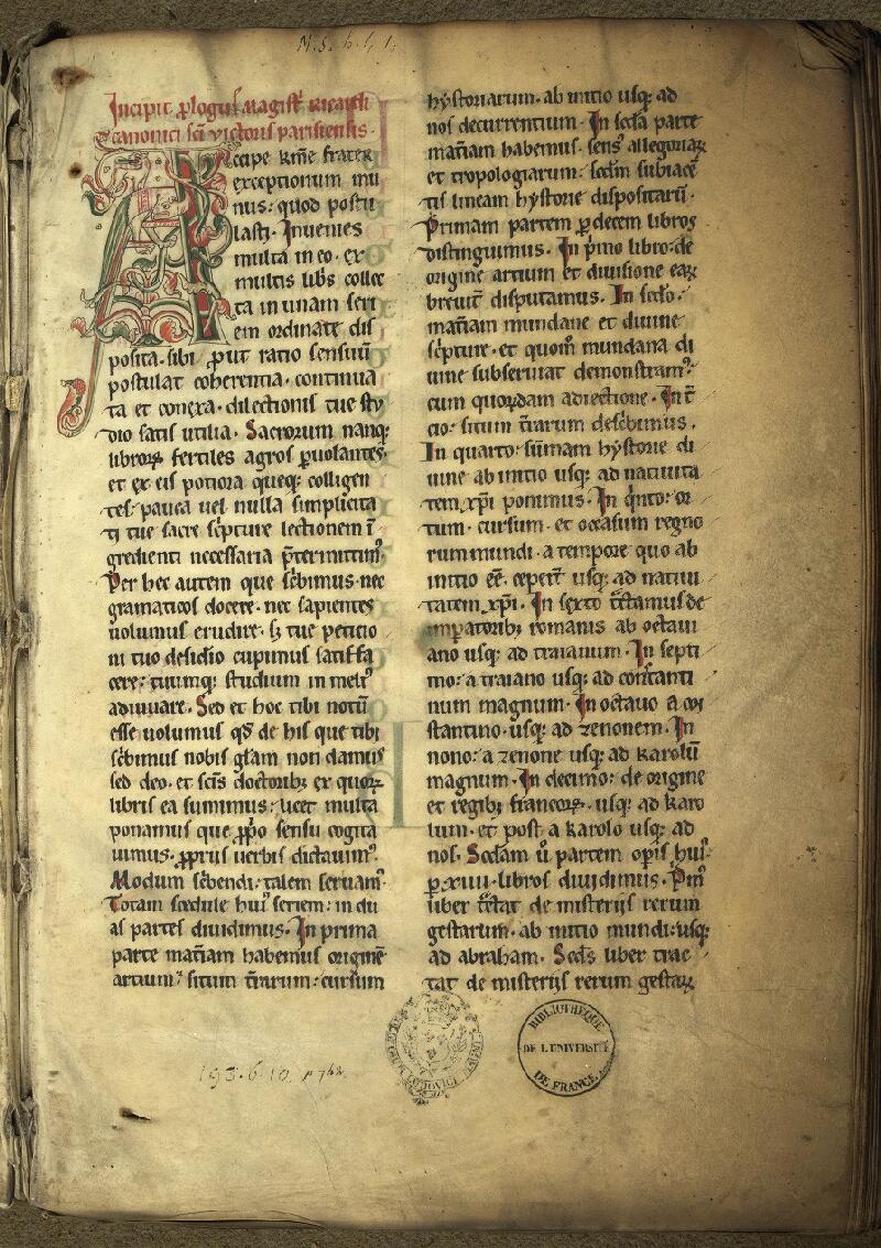 Paris, Bibl. de la Sorbonne, ms. 0060, f. 001 - vue 2