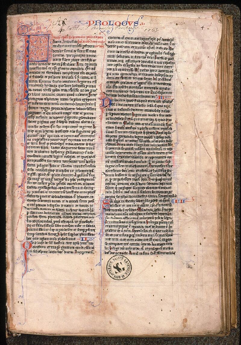Paris, Bibl. Sainte-Geneviève, ms. 0013, f. 001 - vue 2