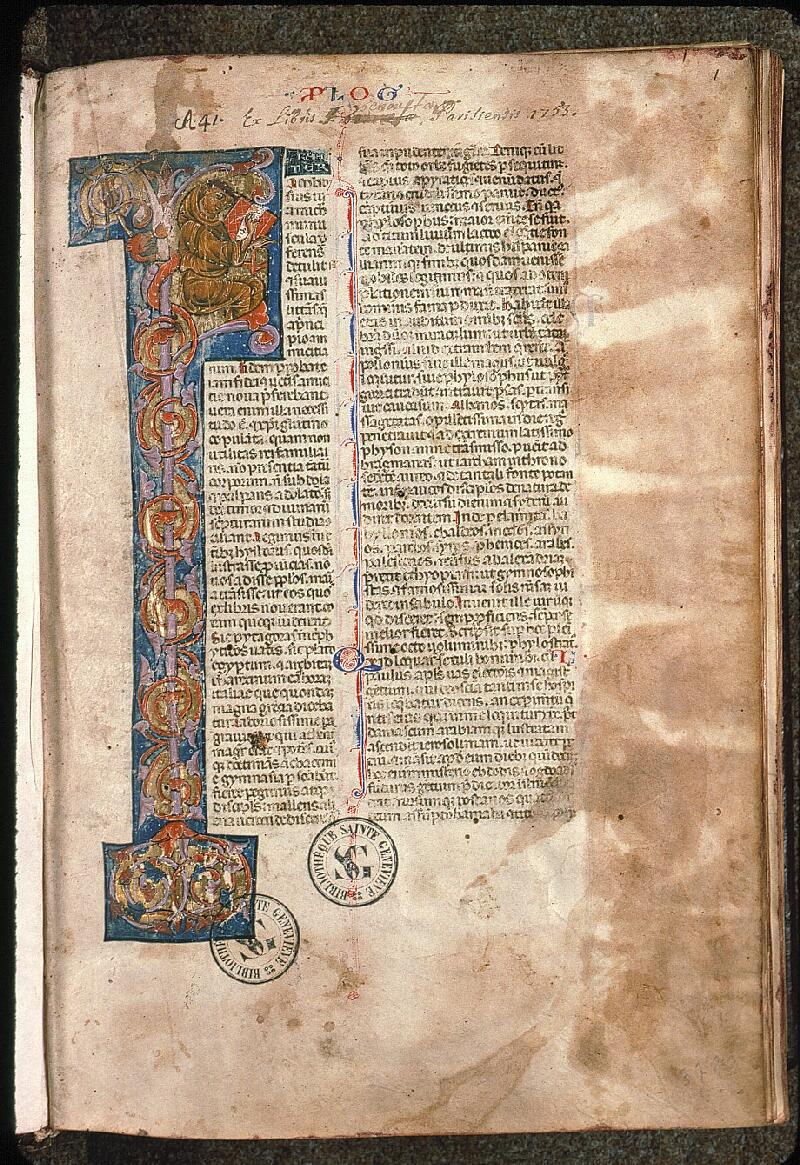 Paris, Bibl. Sainte-Geneviève, ms. 0014, f. 001 - vue 2