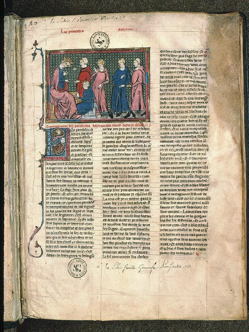 Paris, Bibl. Sainte-Geneviève, ms. 0021, f. 001 - vue 2