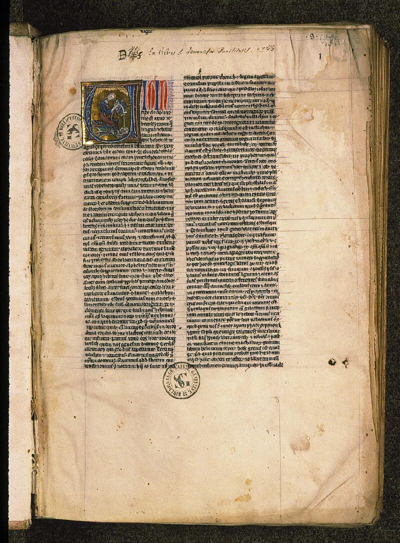 Paris, Bibl. Sainte-Geneviève, ms. 0047, f. 001 - vue 2