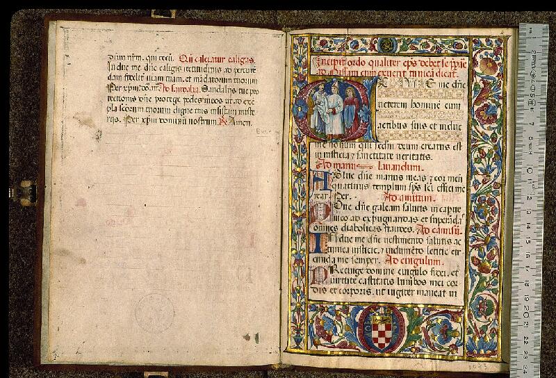 Paris, Bibl. Sainte-Geneviève, ms. 0147, f. 001v-002 - vue 1