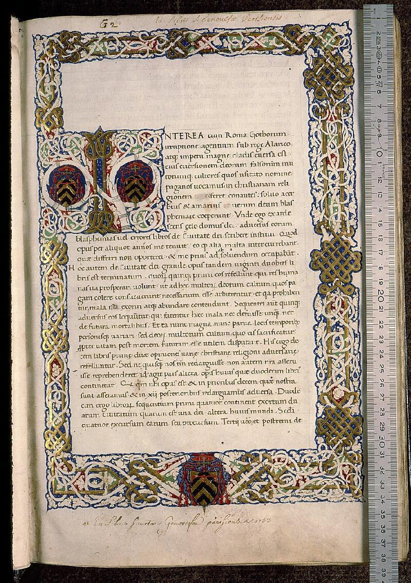Paris, Bibl. Sainte-Geneviève, ms. 0218, f. 001 - vue 1