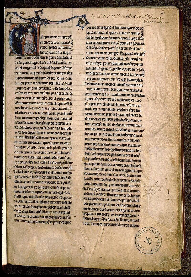 Paris, Bibl. Sainte-Geneviève, ms. 0782, f. 001 - vue 2