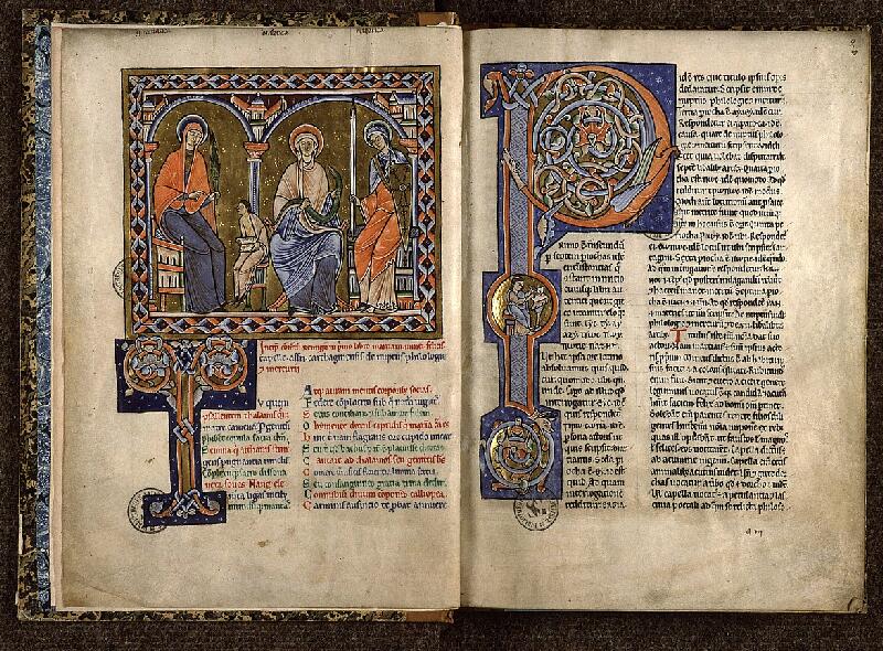 Paris, Bibl. Sainte-Geneviève, ms. 1041, f. 001v-002 - vue 2