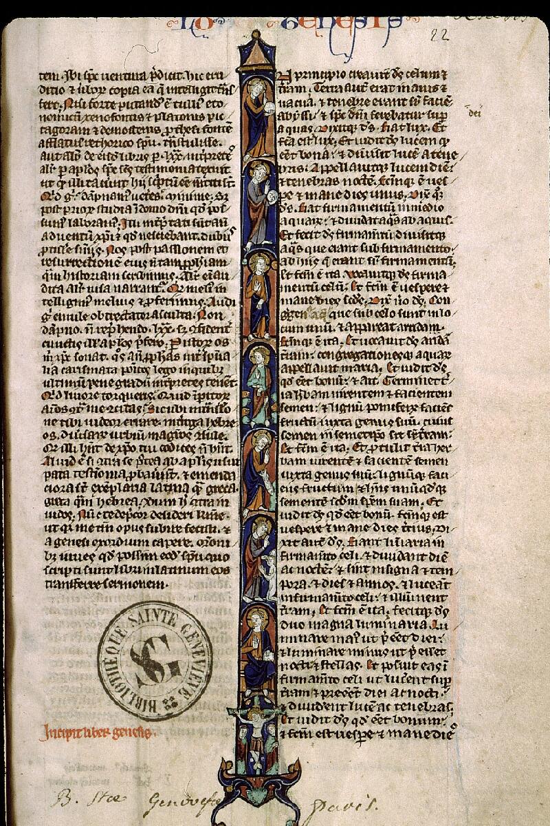 Paris, Bibl. Sainte-Geneviève, ms. 1184, f. 022 - vue 1