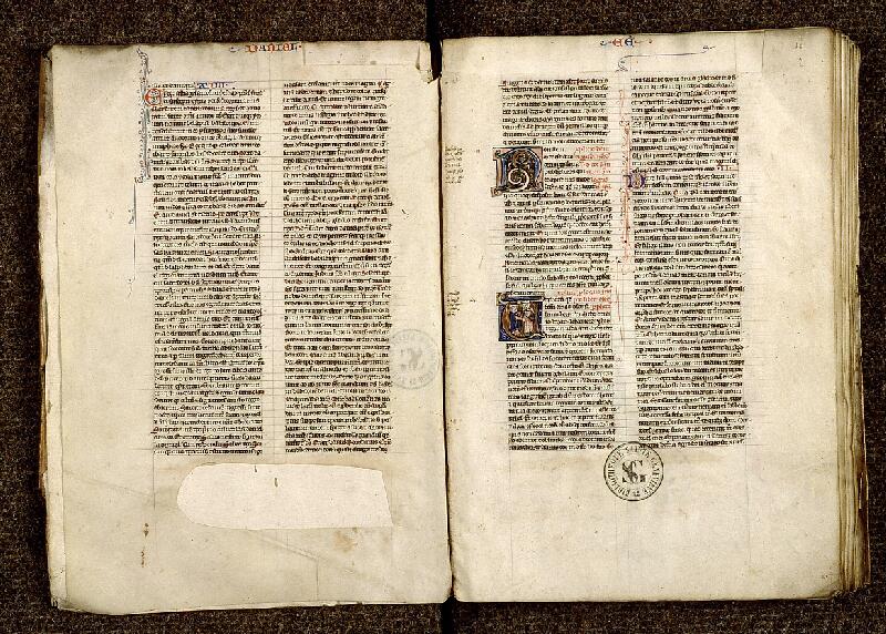 Paris, Bibl. Sainte-Geneviève, ms. 1187, f. 001v-002 - vue 2