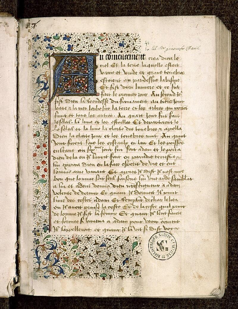 Paris, Bibl. Sainte-Geneviève, ms. 1194, f. 001 - vue 2