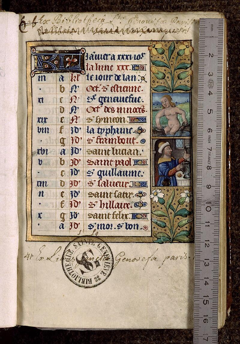 Paris, Bibl. Sainte-Geneviève, ms. 2699, f. 001 - vue 1