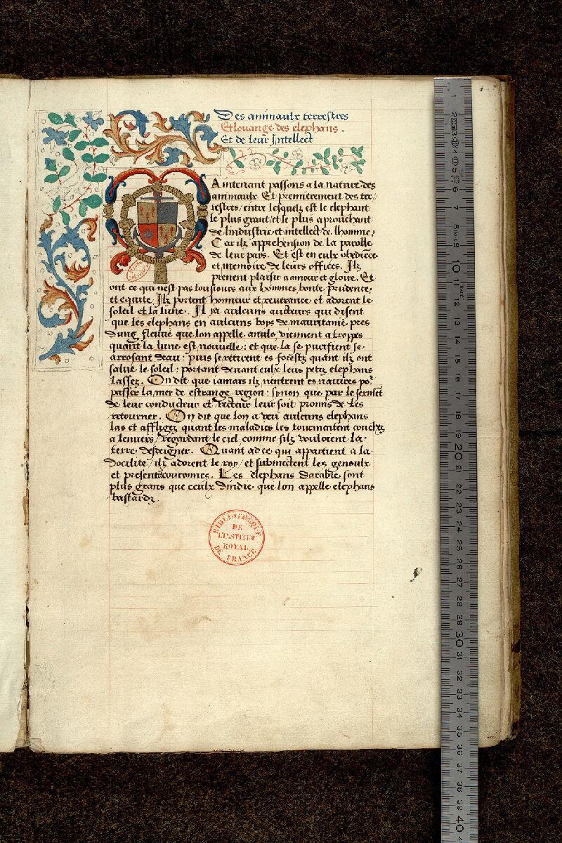 Paris, Bibl. de l'Institut de France, ms. 0270, p. 001 - vue 1