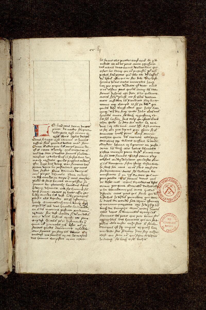 Paris, Bibl. de l'Institut de France, ms. 0312, f. 001 - vue 2