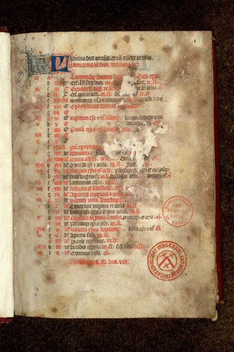Paris, Bibl. de l'Institut de France, ms. 0546, f. 001 - vue 2