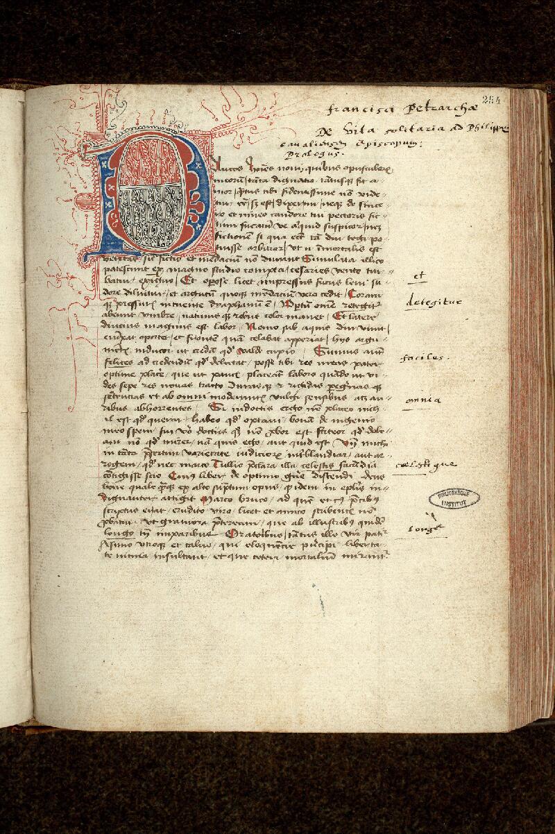 Paris, Bibl. de l'Institut de France, ms. 0615, f. 254