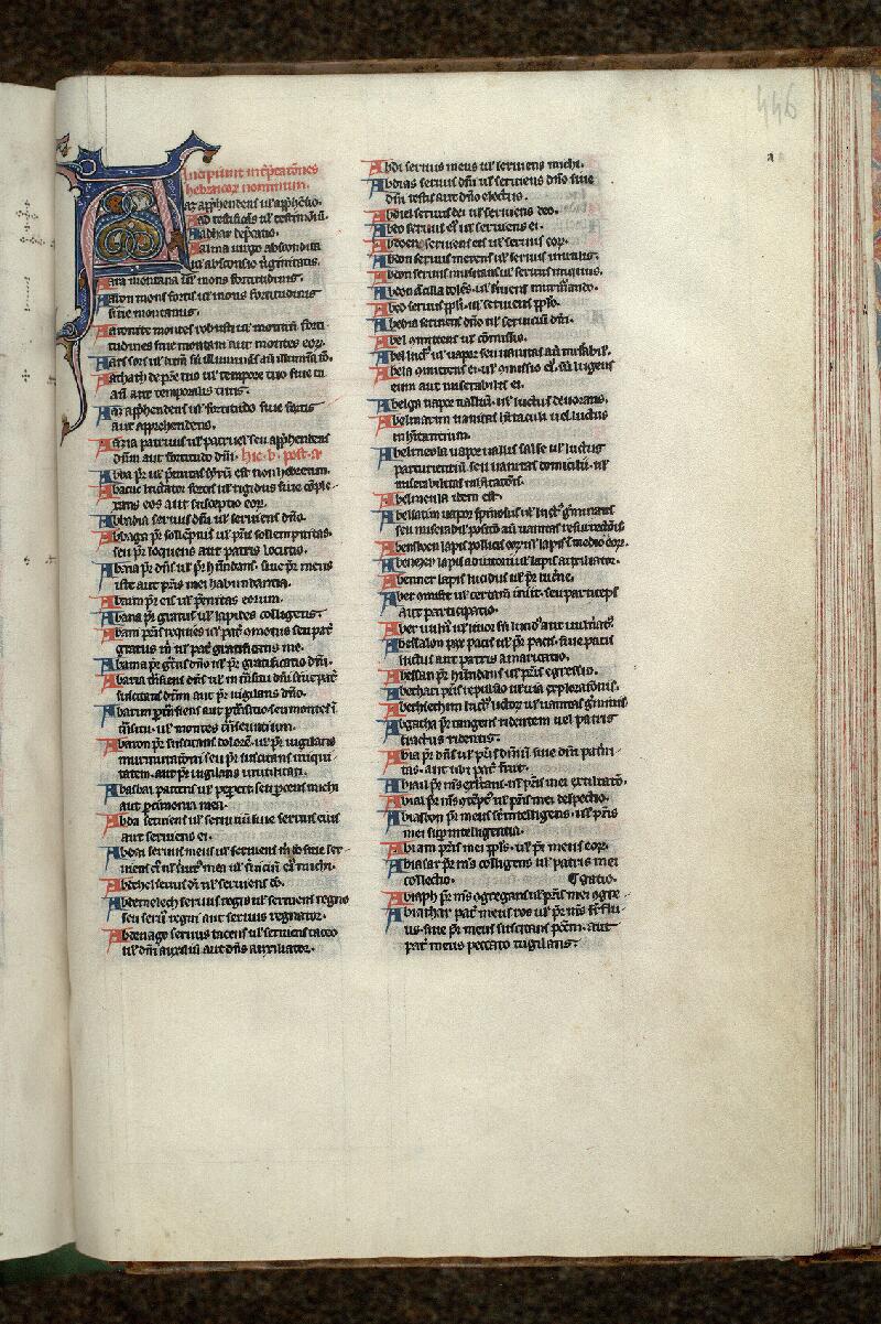 Paris, Bibl. Mazarine, ms. 0009, f. 446 - vue 1