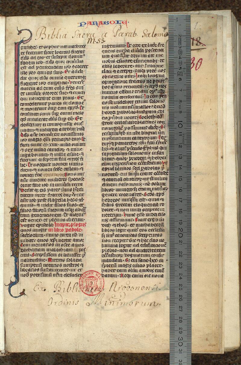 Paris, Bibl. Mazarine, ms. 0030, f. 001 - vue 1