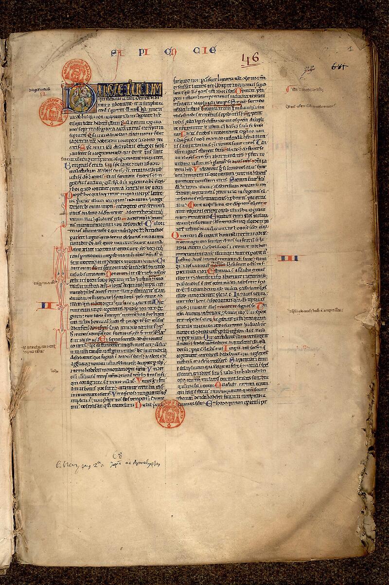 Paris, Bibl. Mazarine, ms. 0046, f. 001 - vue 2