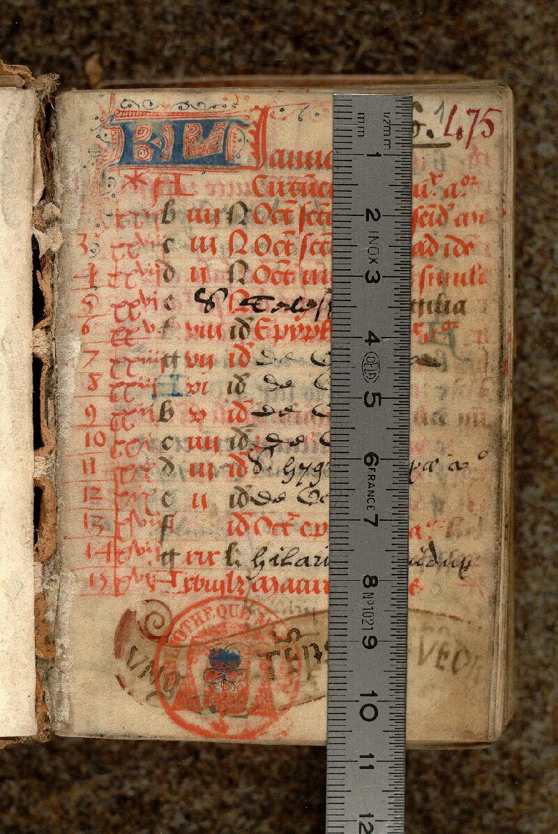Paris, Bibl. Mazarine, ms. 0475, f. 001 - vue 1